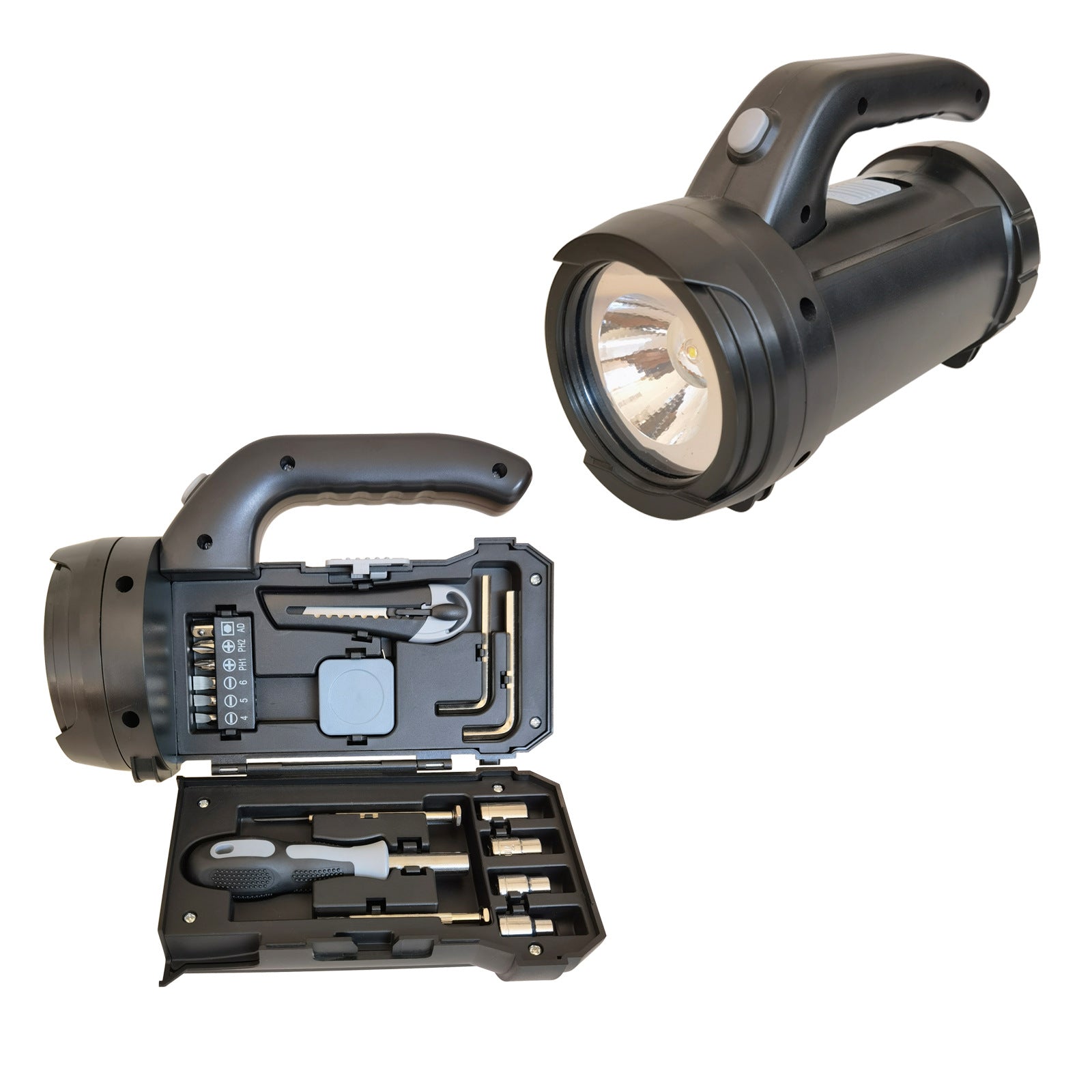 Linterna LED con Kit de herramientas para trabajo en exteriores: 17 piezas